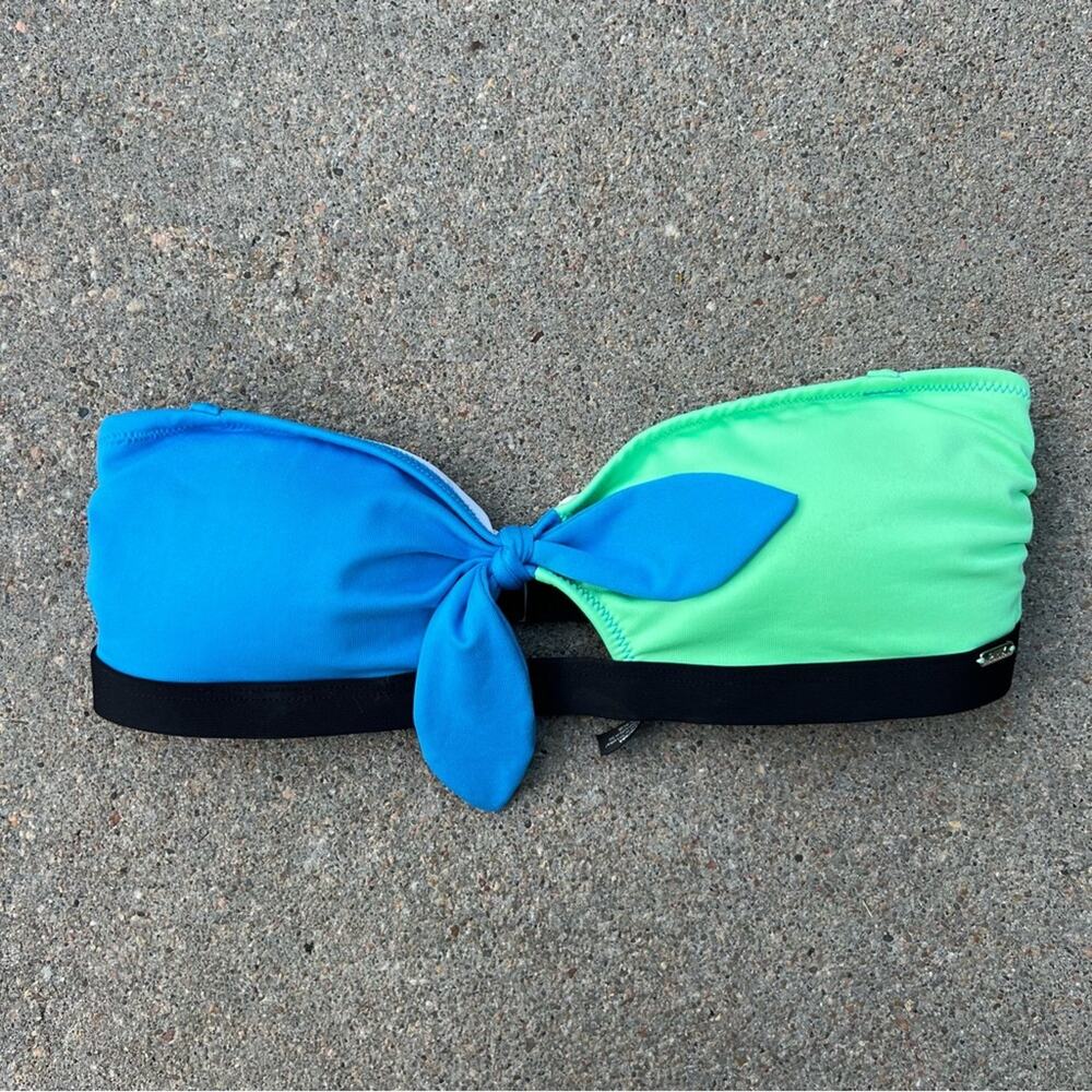 Victoria’s Secret PINK blue green twist bandeau bikini top SMALL